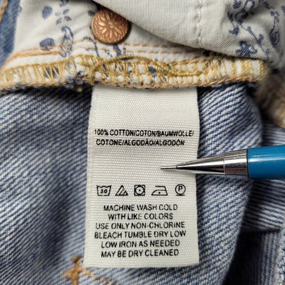 We the Free Jeans size 26 Regular High Rise Destroyed Exposed Copper Button Fly - Picture 11 of 16